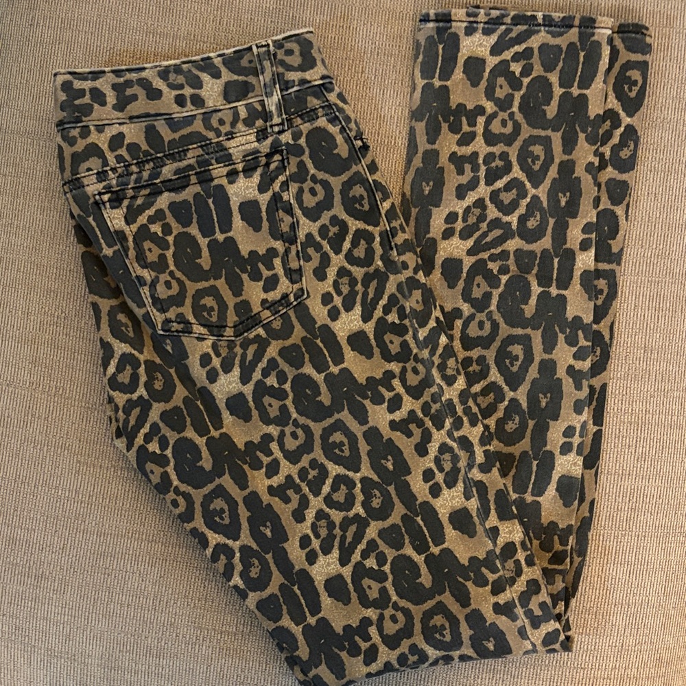 Moussy Leopard Print Skinny Jeans Twill Size 2 Premium Japanese Denim